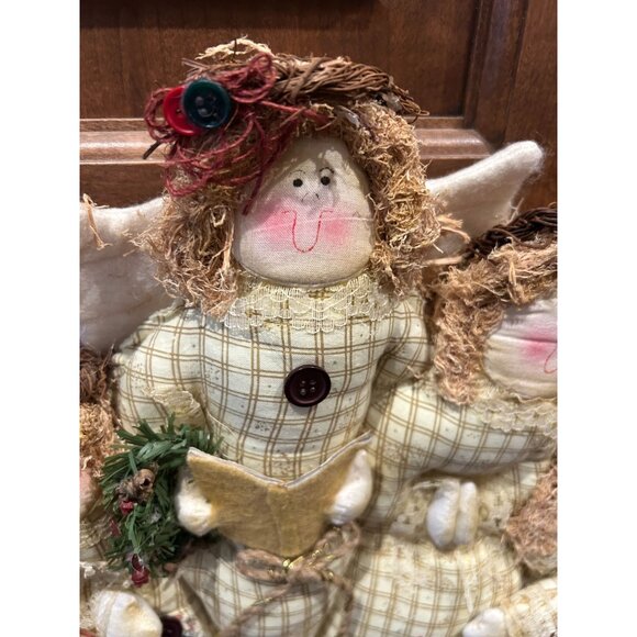 Vintage Quilted Whimsical Angel Cluster Door Stop Decor Christmas Religious - Picture 5 of 10